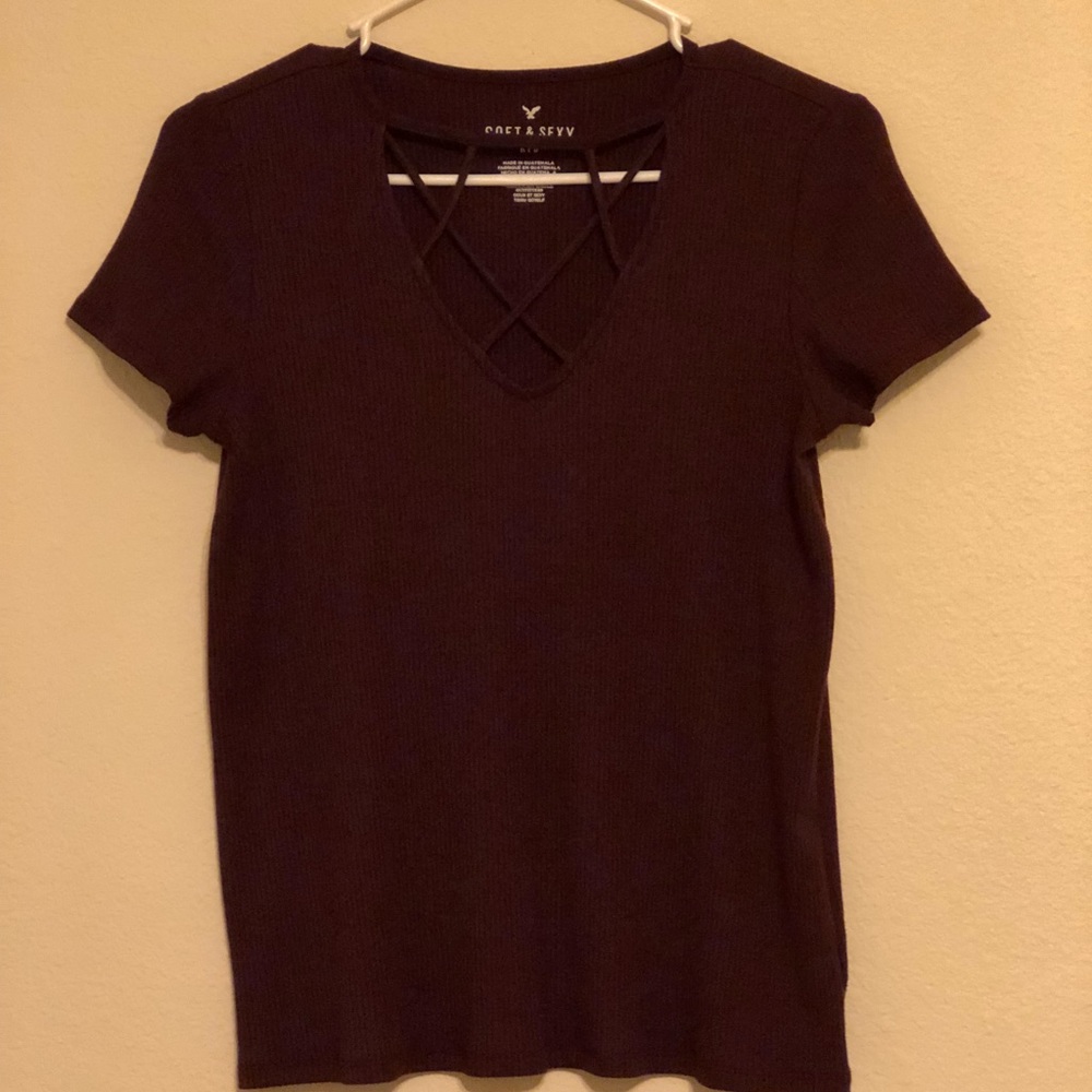 Ribbed Maroon tee